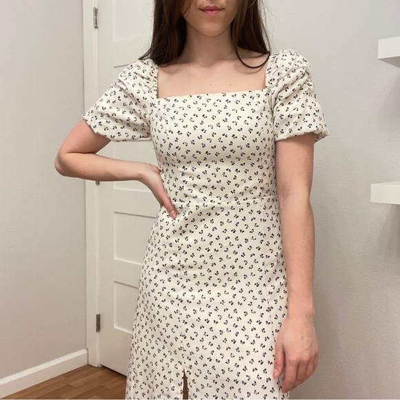 Ditsy Floral Split Thigh Midi Dress - Picture 1 of 6